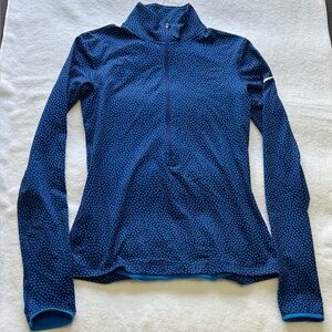 Nike Pro Womens Dri Fit 1/2 Zip Long Sleeve Polka Dots - Blue Size Small